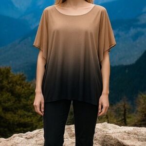 Sara Michelle Ombre Tan and Black Blouse